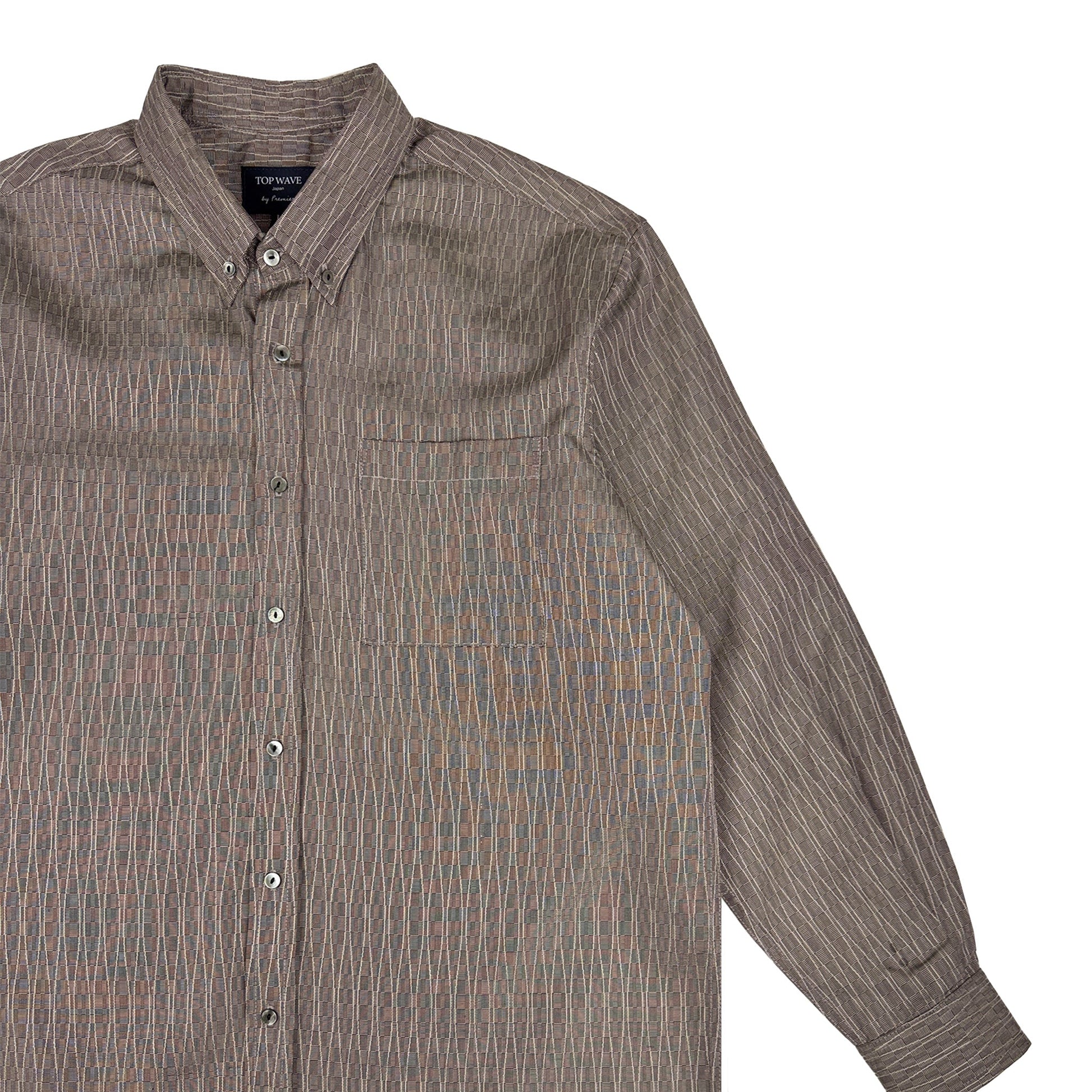 着物長袖シャツ メンズ L LSVN-L02-4