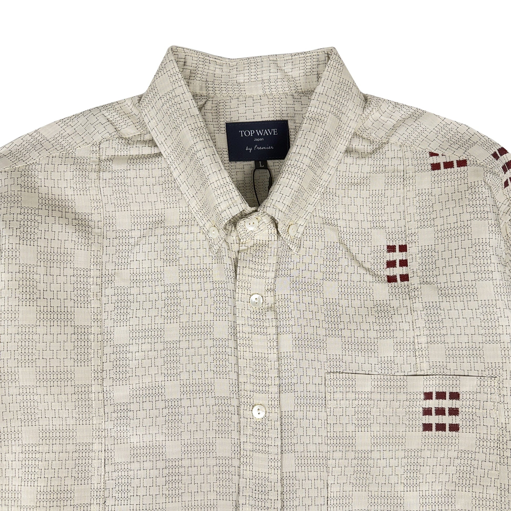 着物長袖シャツ メンズ L LSVN-L103-3