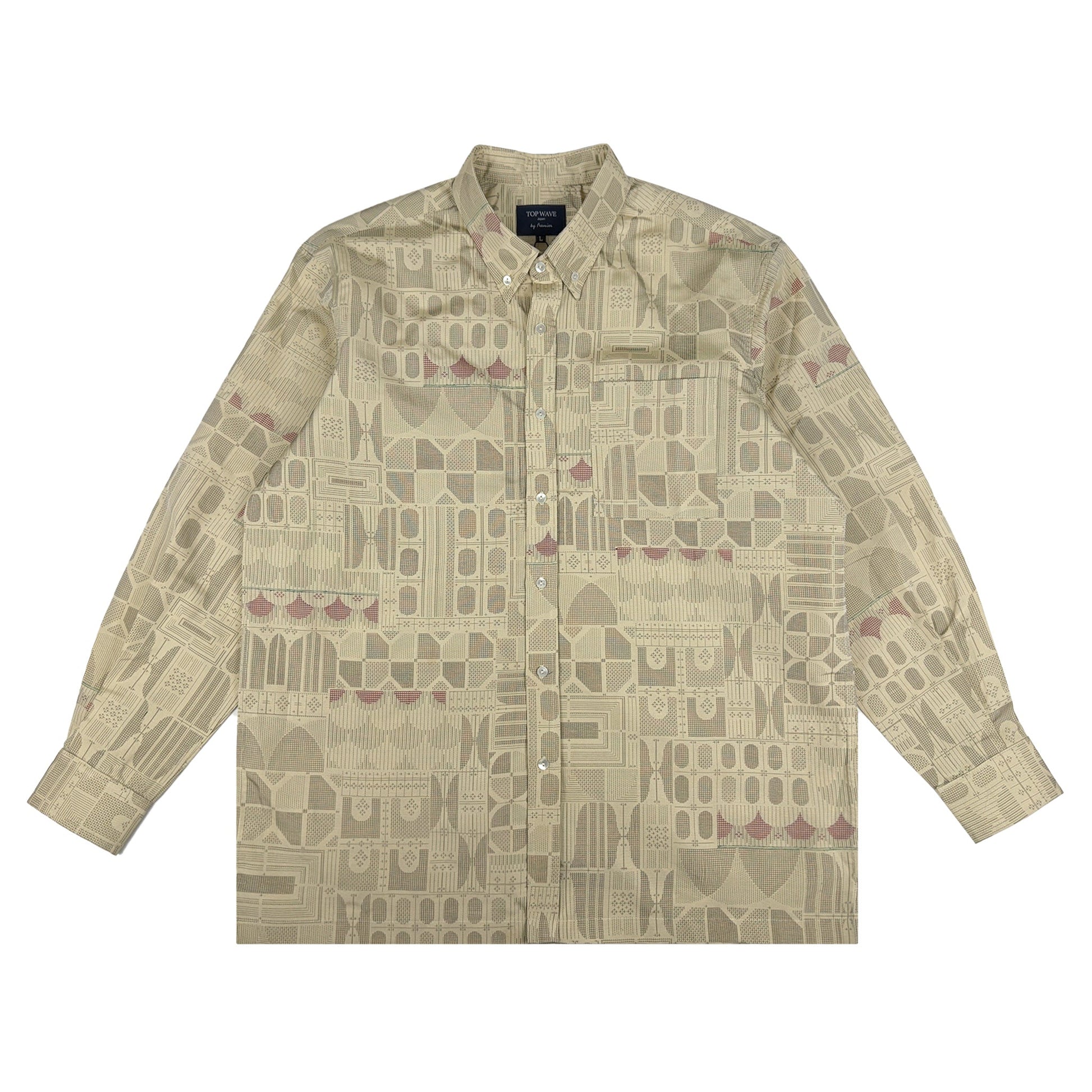 着物長袖シャツ メンズ L LSVN-L11-1