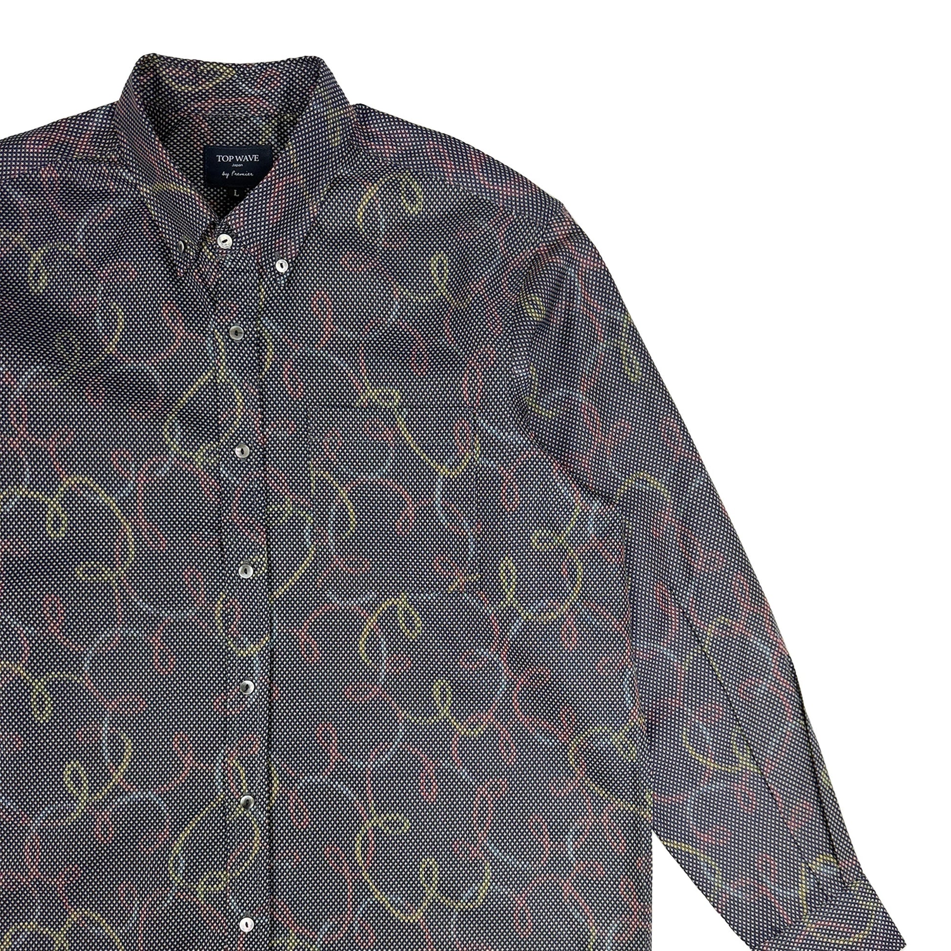 着物長袖シャツ メンズ L LSVN-L12-4