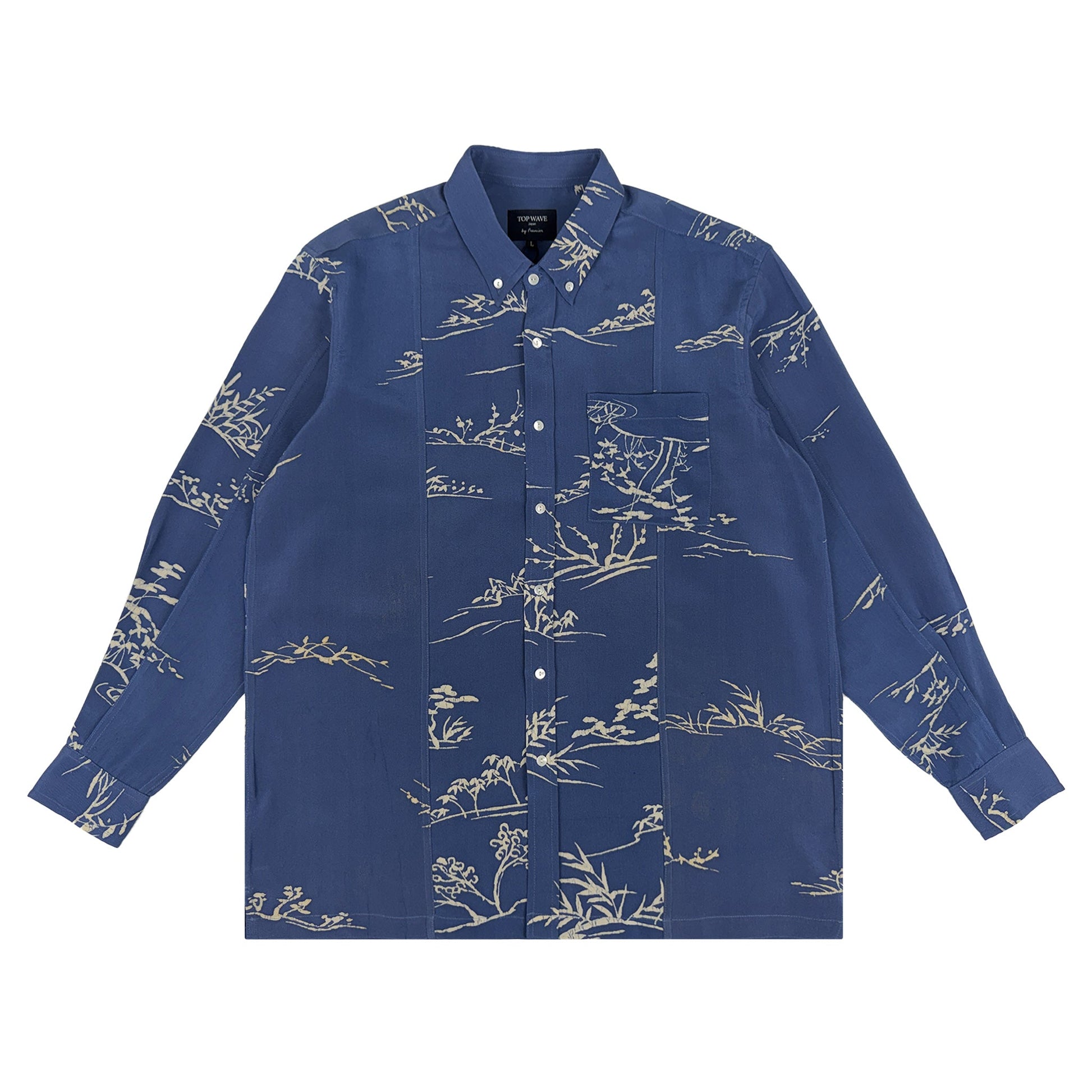 着物長袖シャツ メンズ L LSVN-L13-1