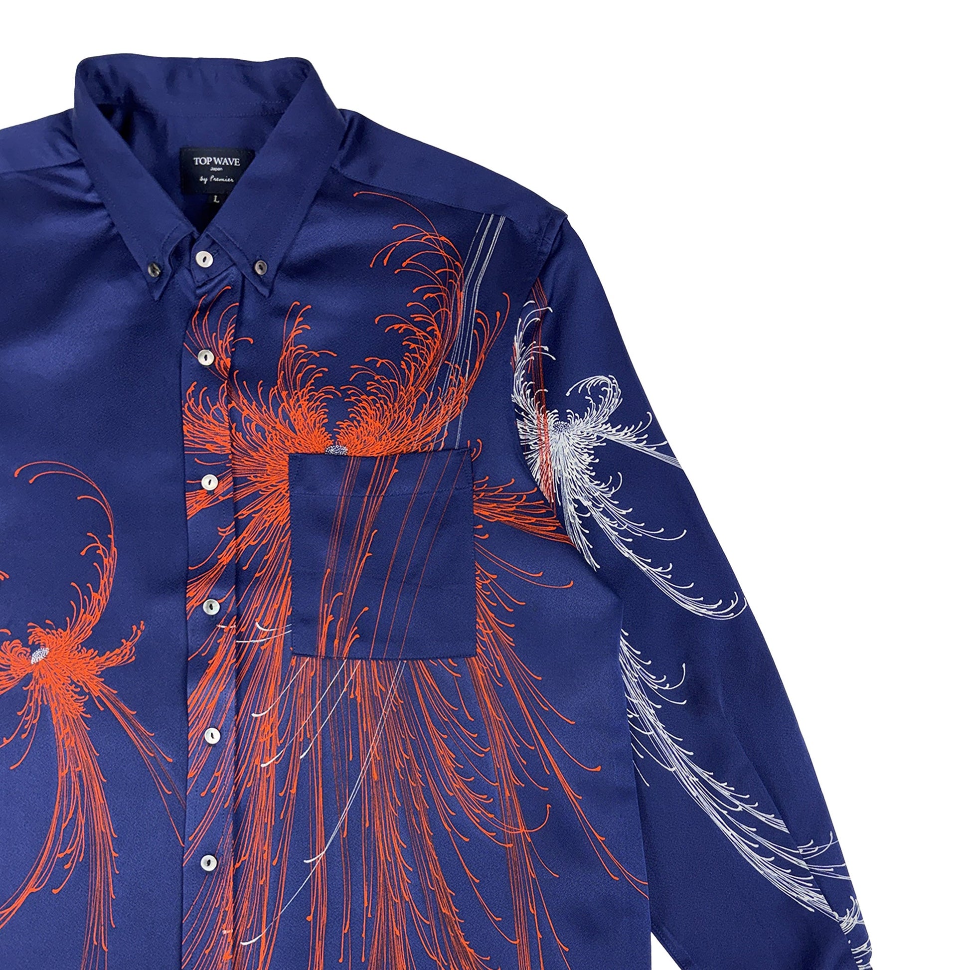 着物長袖シャツ メンズ L LSVN-L15-4