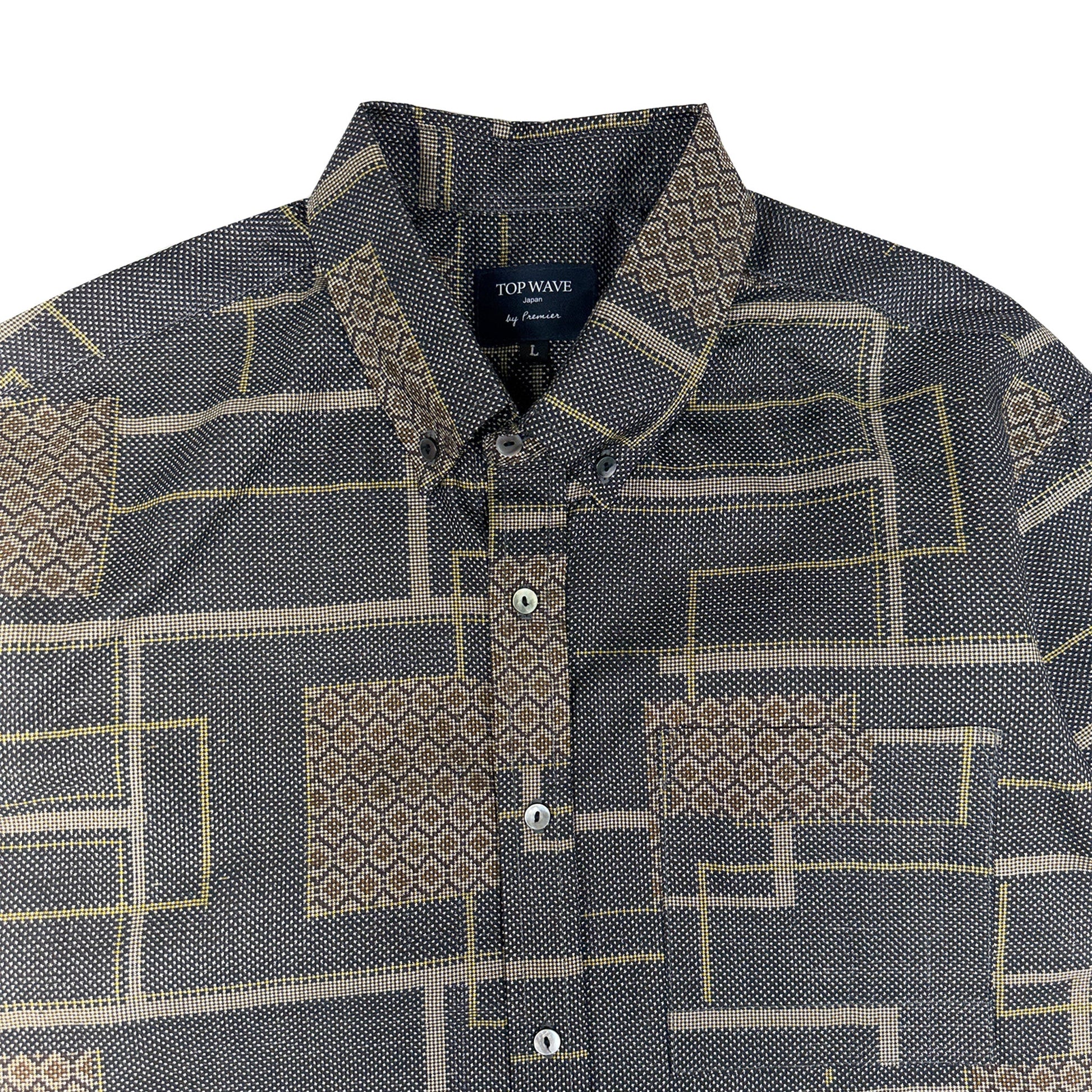 着物長袖シャツ メンズ L LSVN-L19-3