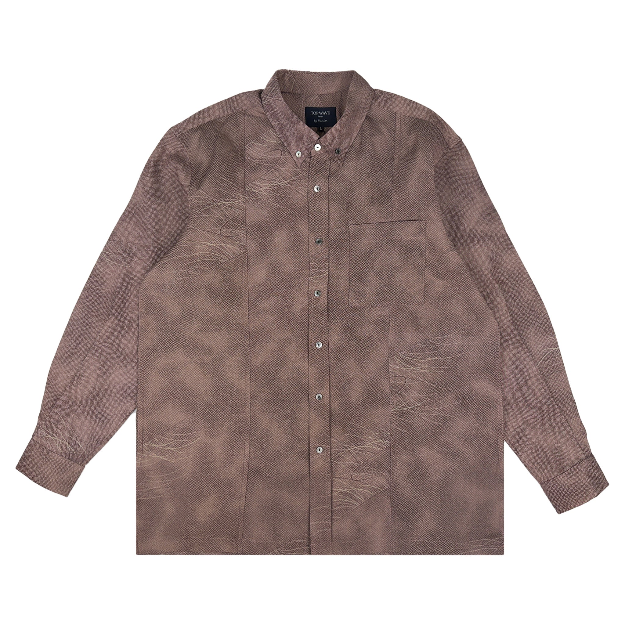 着物長袖シャツ メンズ L LSVN-L23