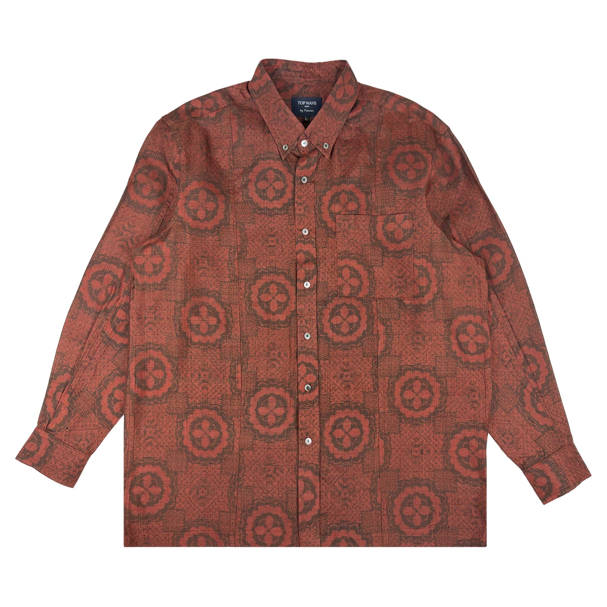 着物長袖シャツ メンズ L LSVN-L25-1