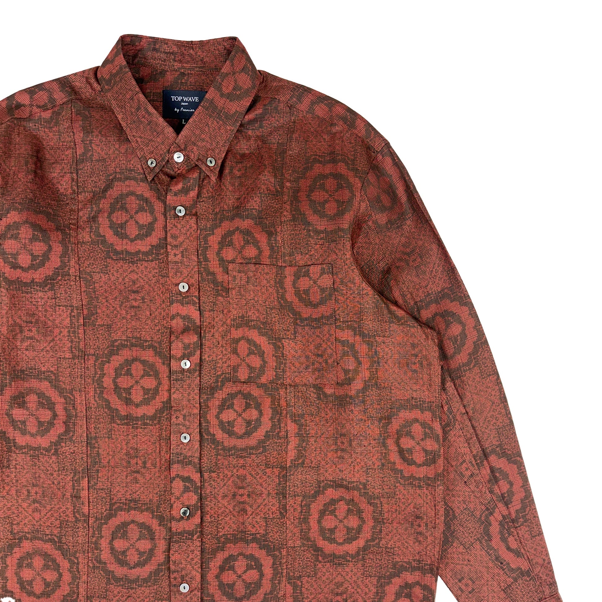 着物長袖シャツ メンズ L LSVN-L25-4