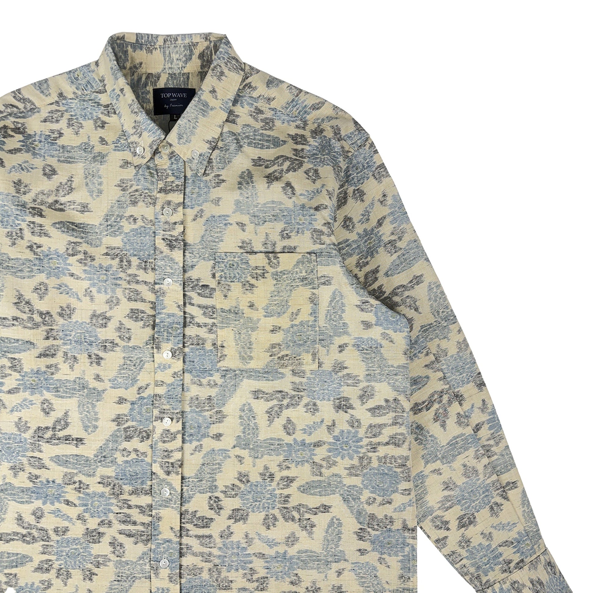 着物長袖シャツ メンズ L LSVN-L31-4