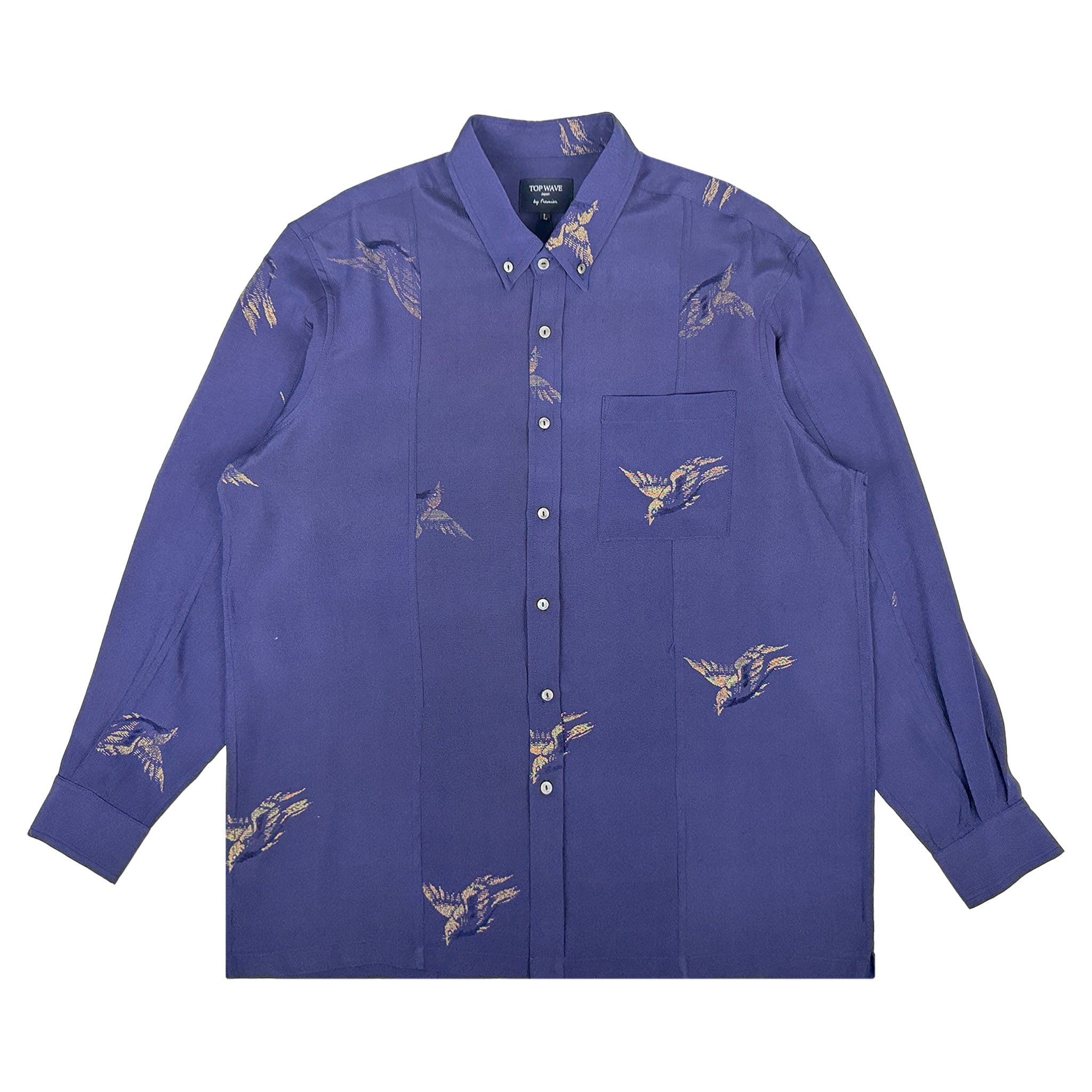 着物長袖シャツ メンズ L LSVN-L36