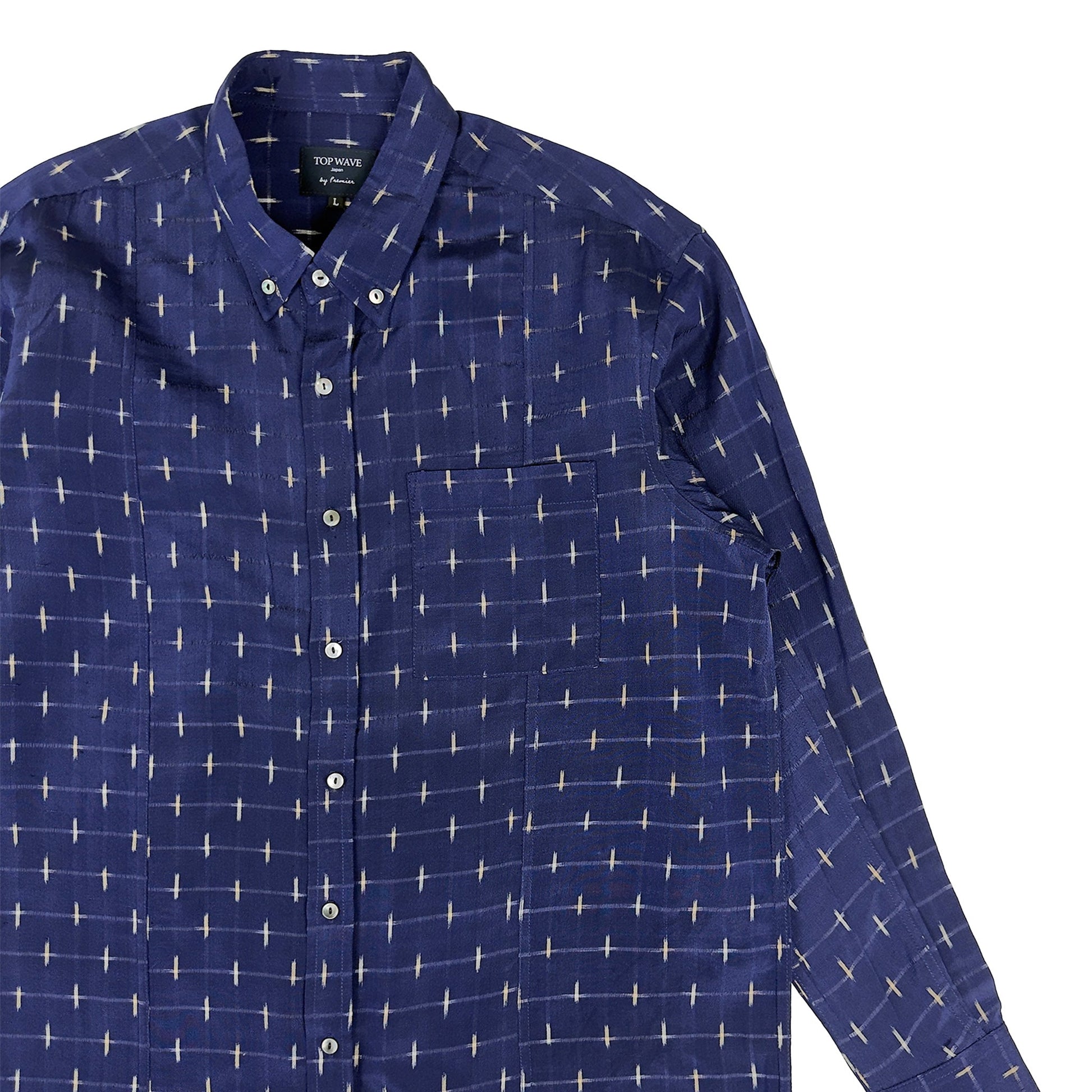 着物長袖シャツ メンズ L LSVN-L41-4