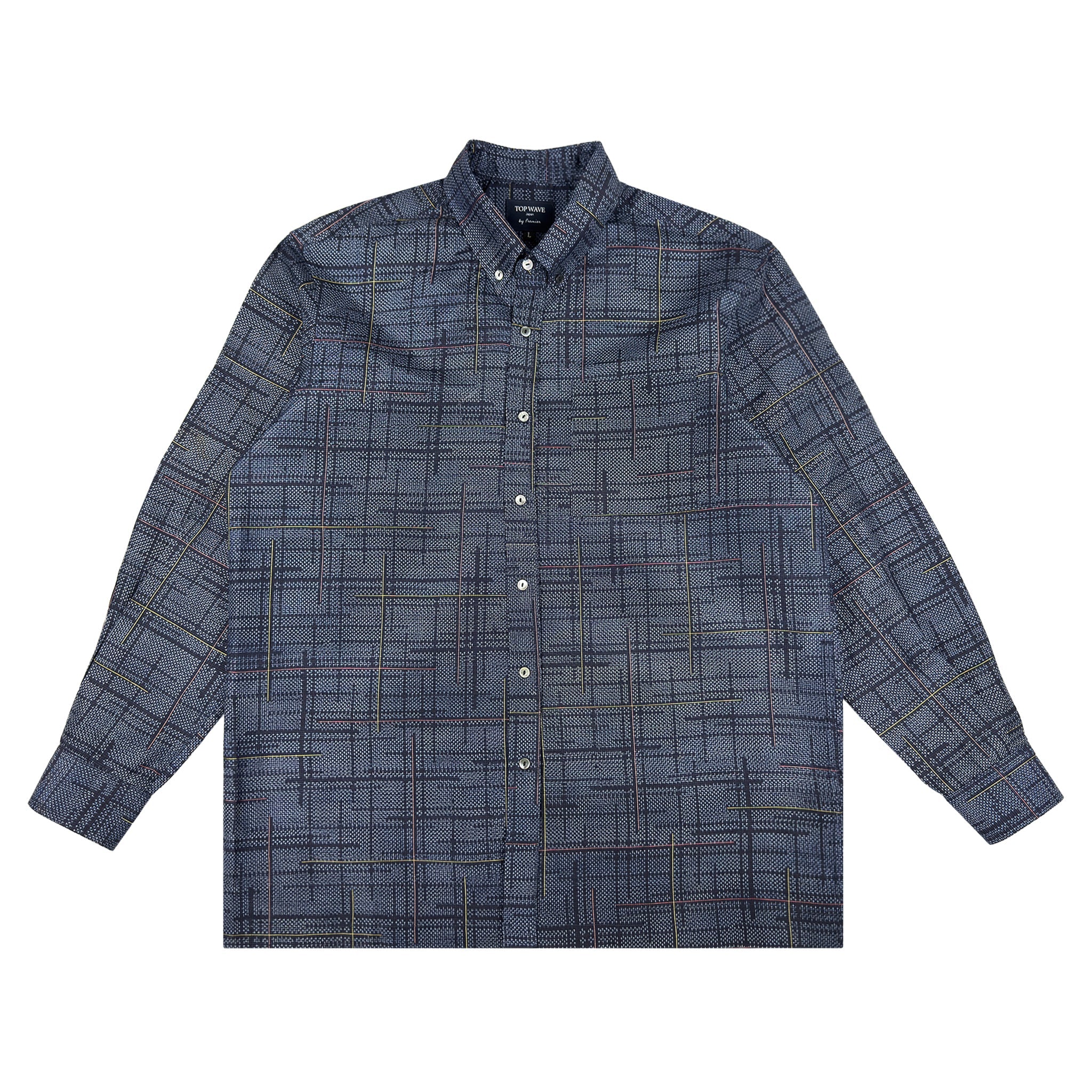 着物長袖シャツ メンズ L LSVN-L46