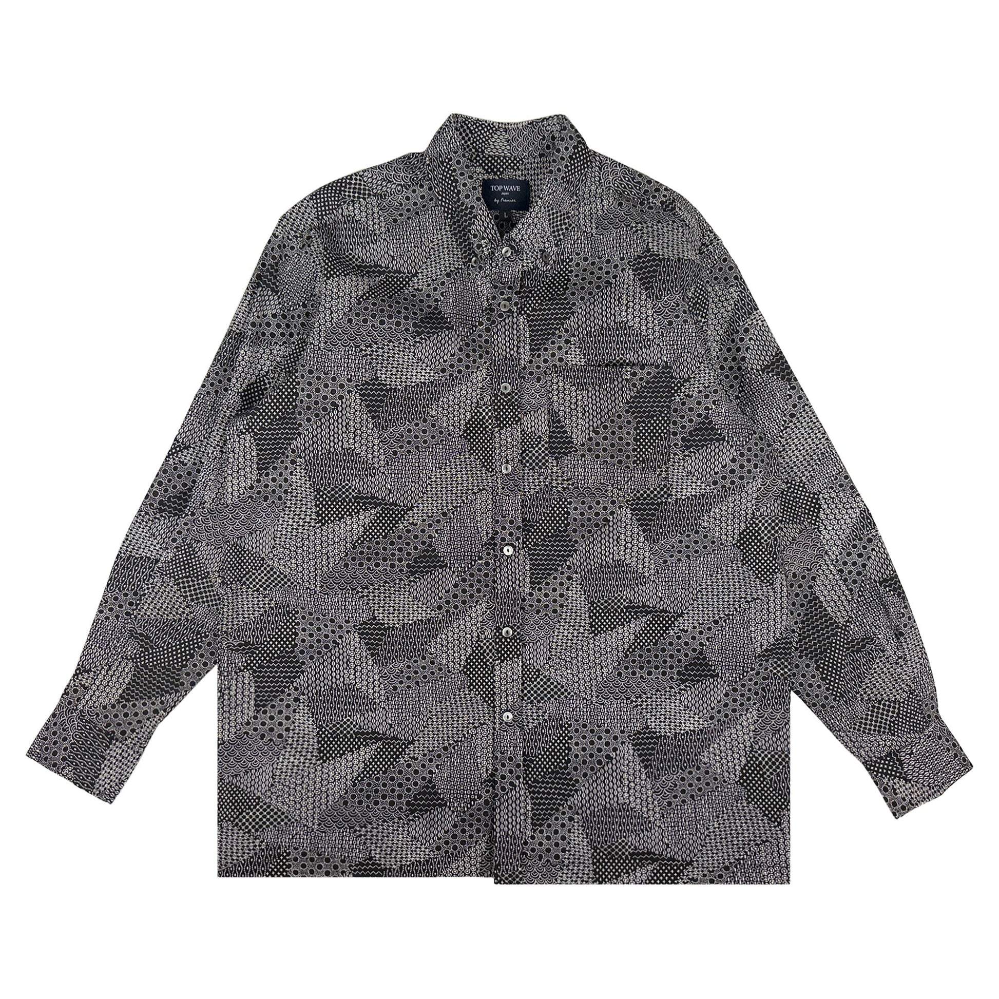 着物長袖シャツ メンズ L LSVN-L52-1