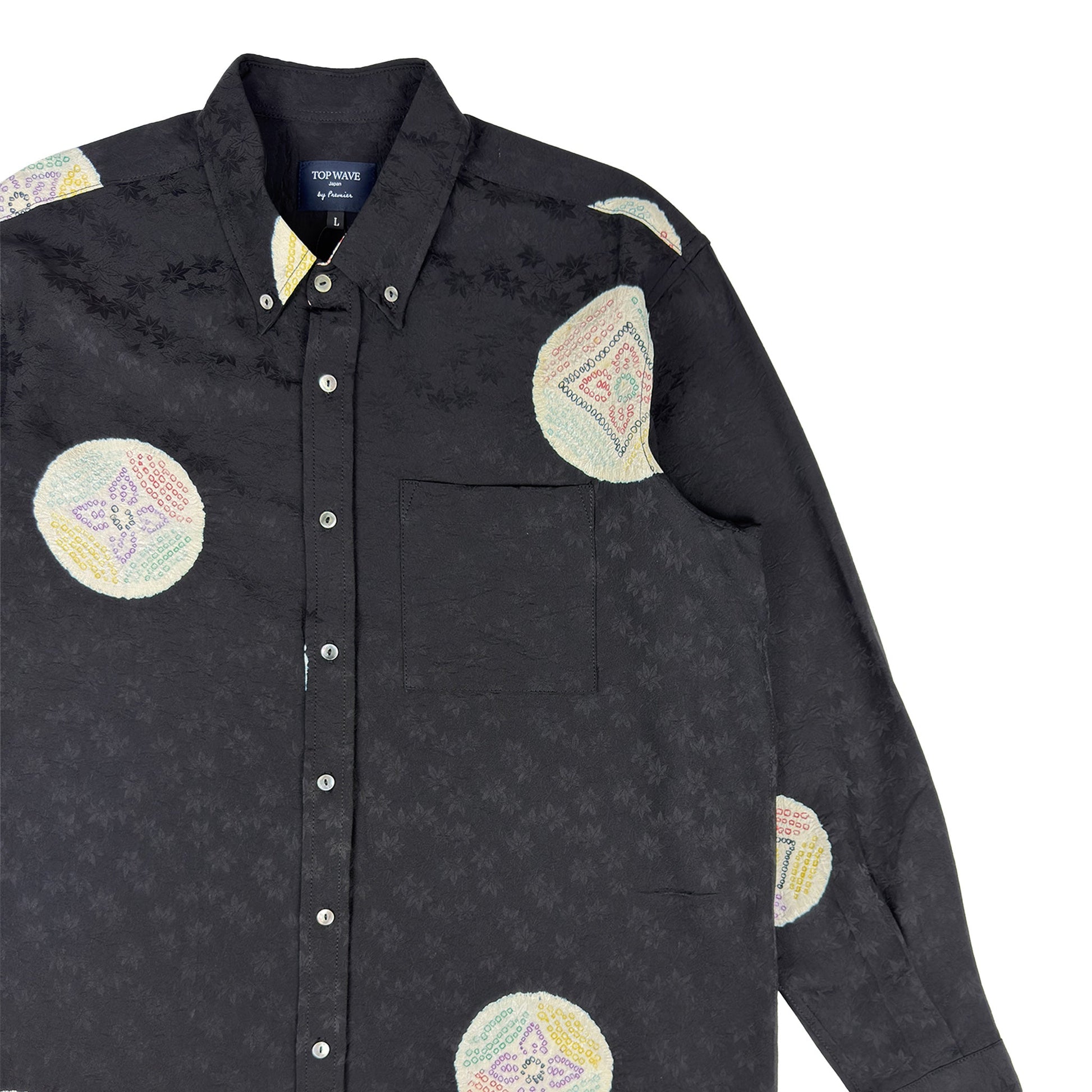 着物長袖シャツ メンズ L LSVN-L54-4