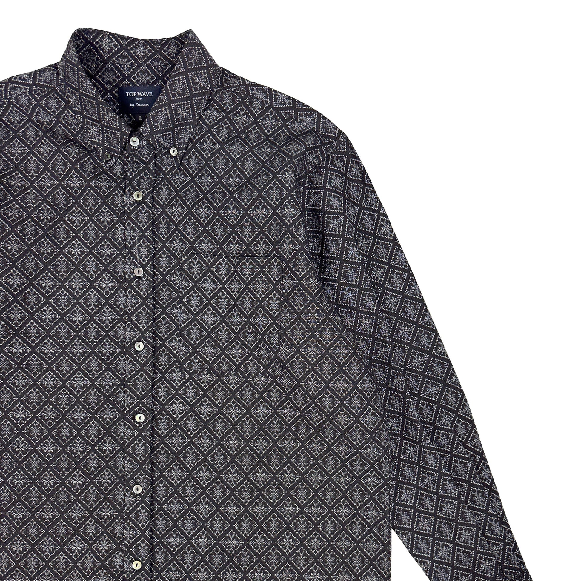 着物長袖シャツ メンズ L LSVN-L58-4