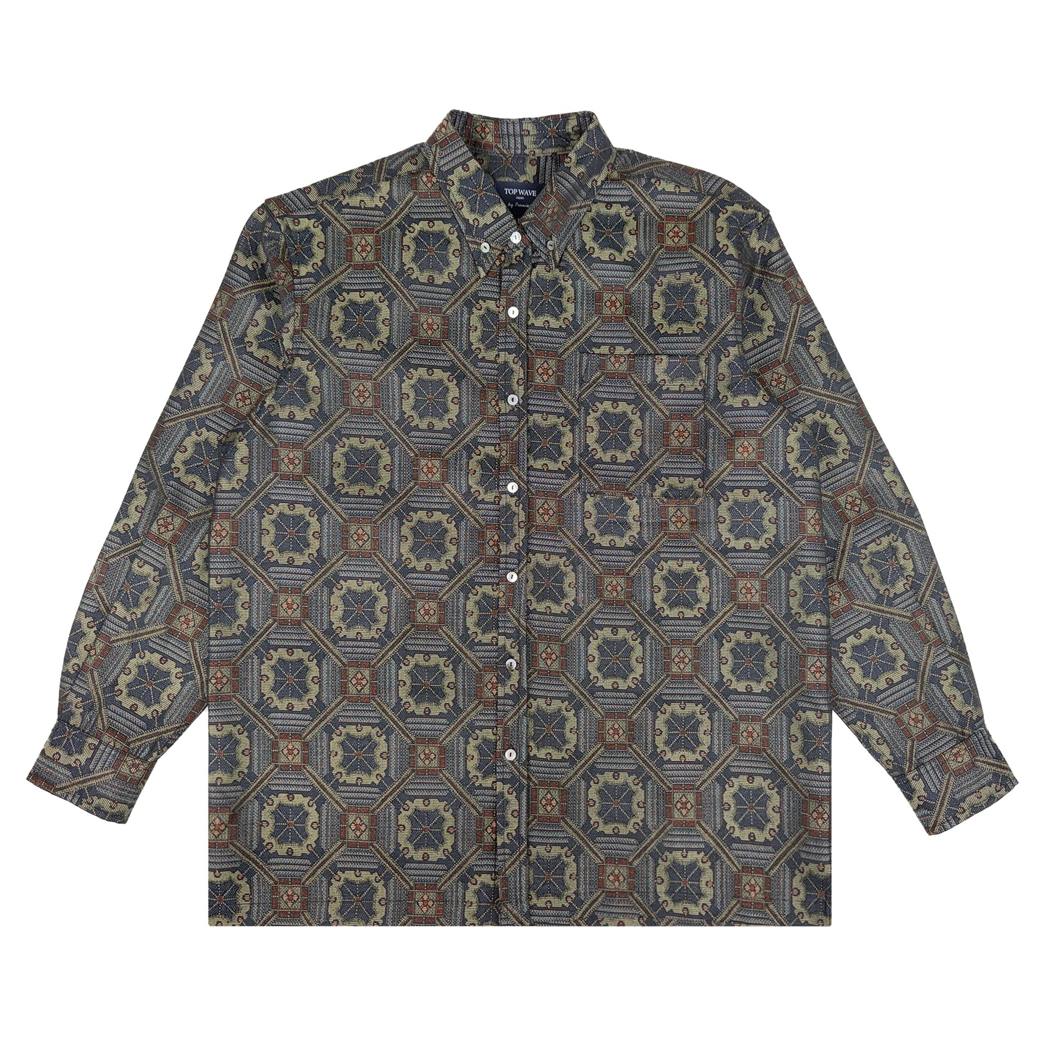 着物長袖シャツ メンズ L LSVN-L62