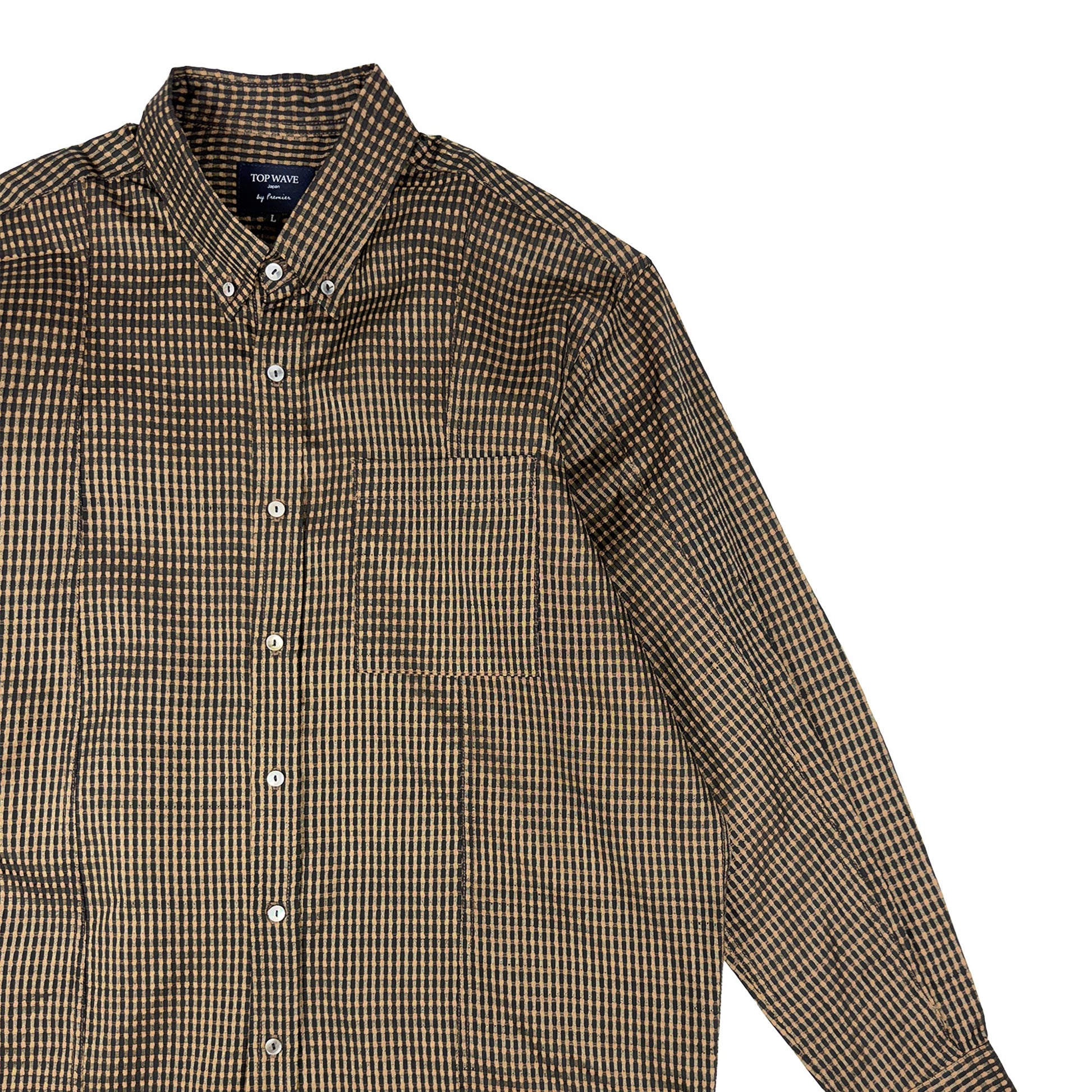 着物長袖シャツ メンズ L LSVN-L64-4