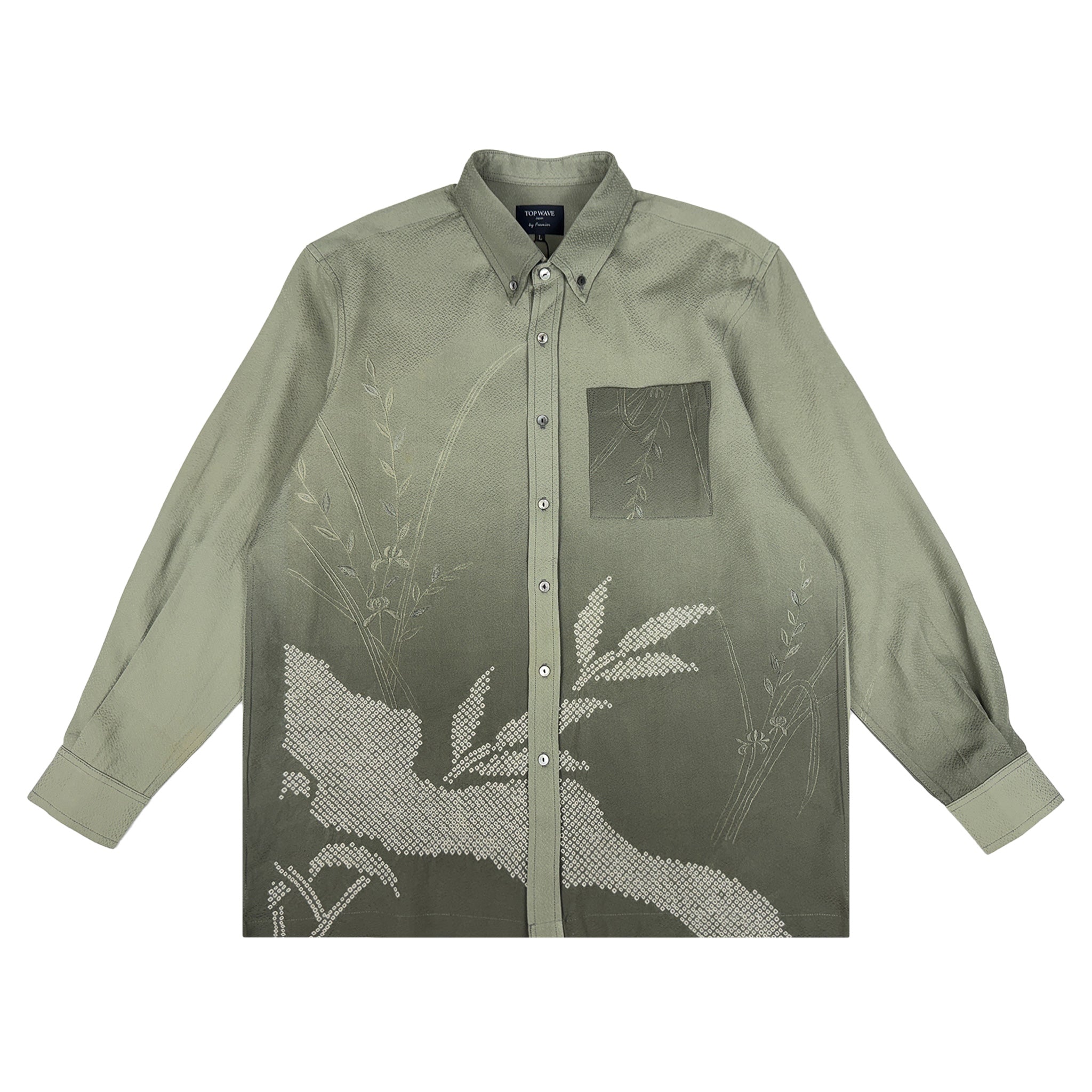 着物長袖シャツ メンズ L LSVN-L67