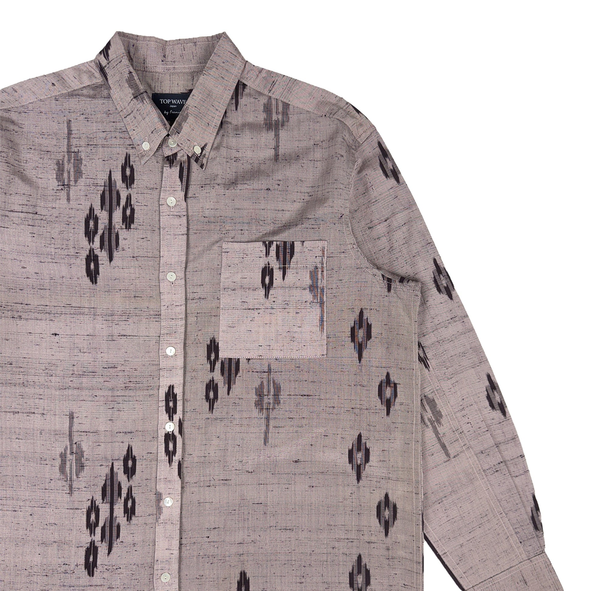 着物長袖シャツ メンズ L LSVN-L69-4