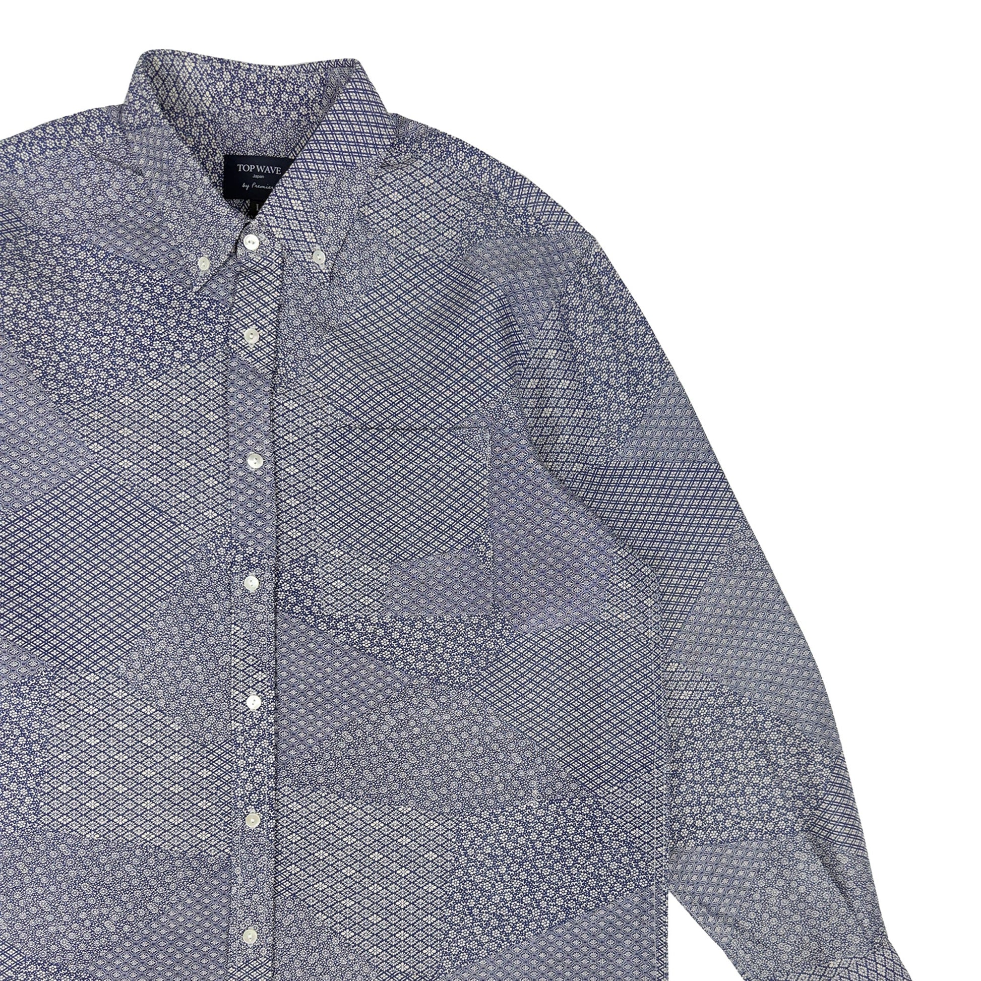 着物長袖シャツ メンズ L LSVN-L74-4