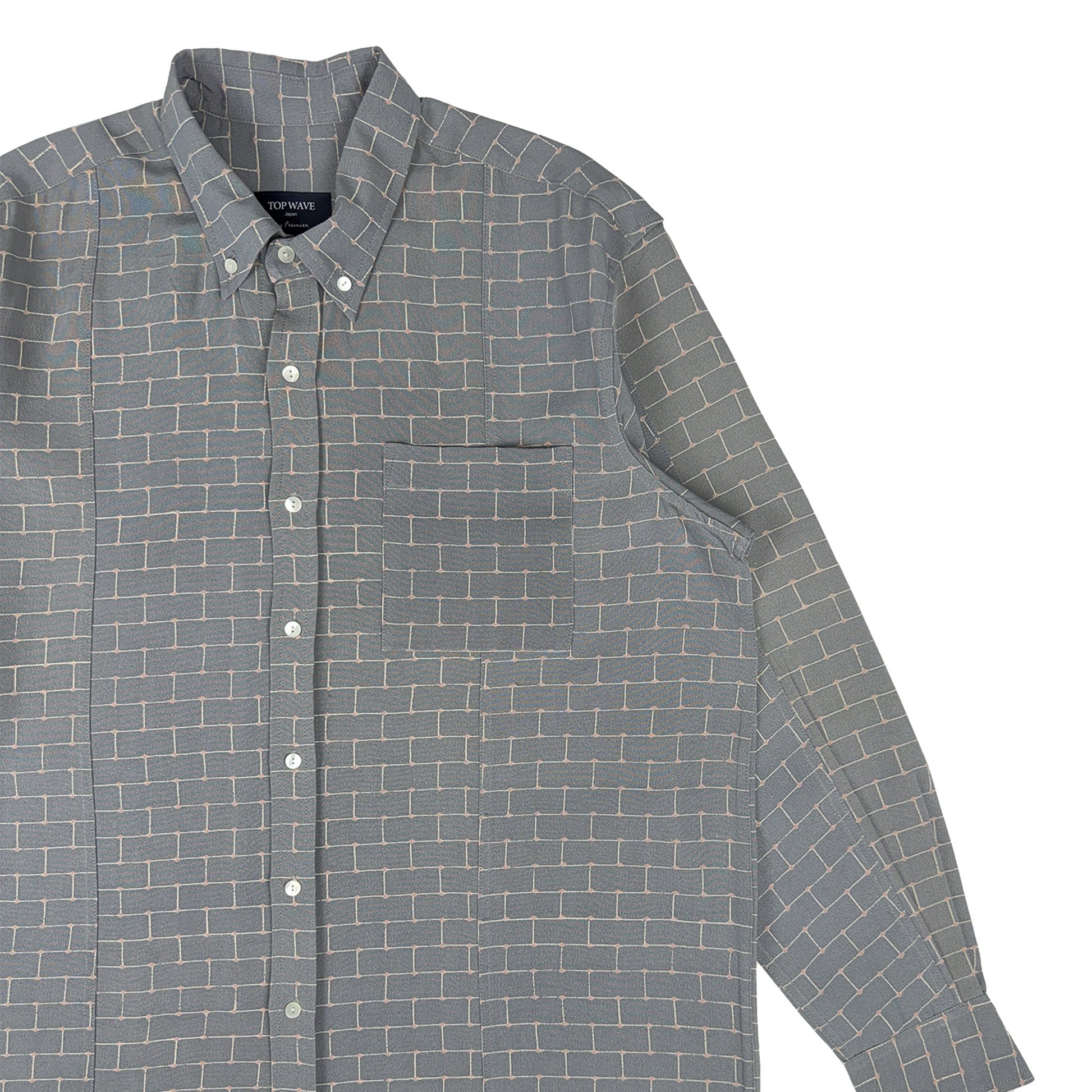 着物長袖シャツ メンズ L LSVN-L82-4