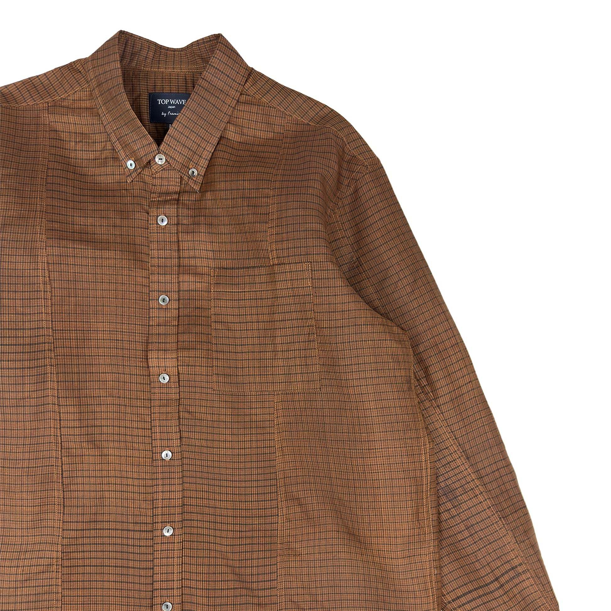 着物長袖シャツ メンズ L LSVN-L87-4