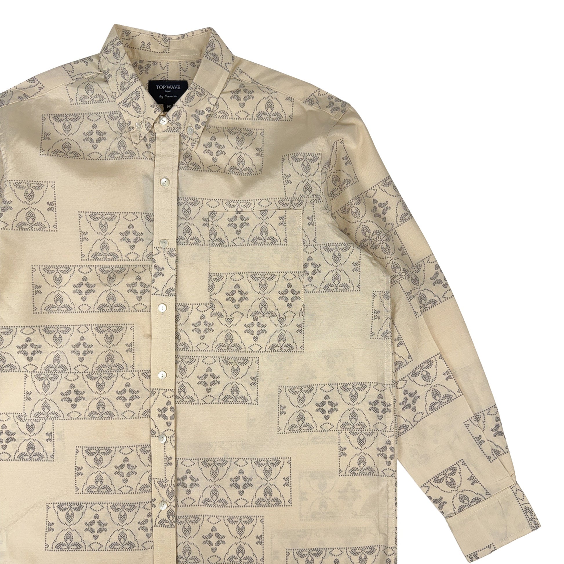 着物長袖シャツ メンズ M LSVN-M105-4