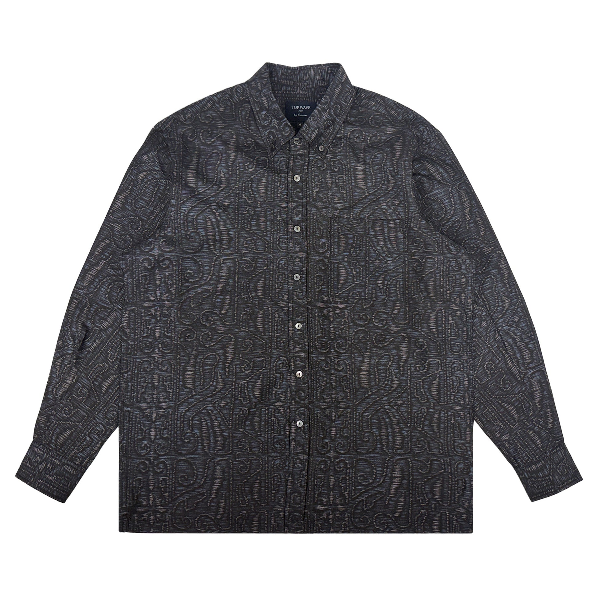 着物長袖シャツ メンズ M LSVN-M115-1