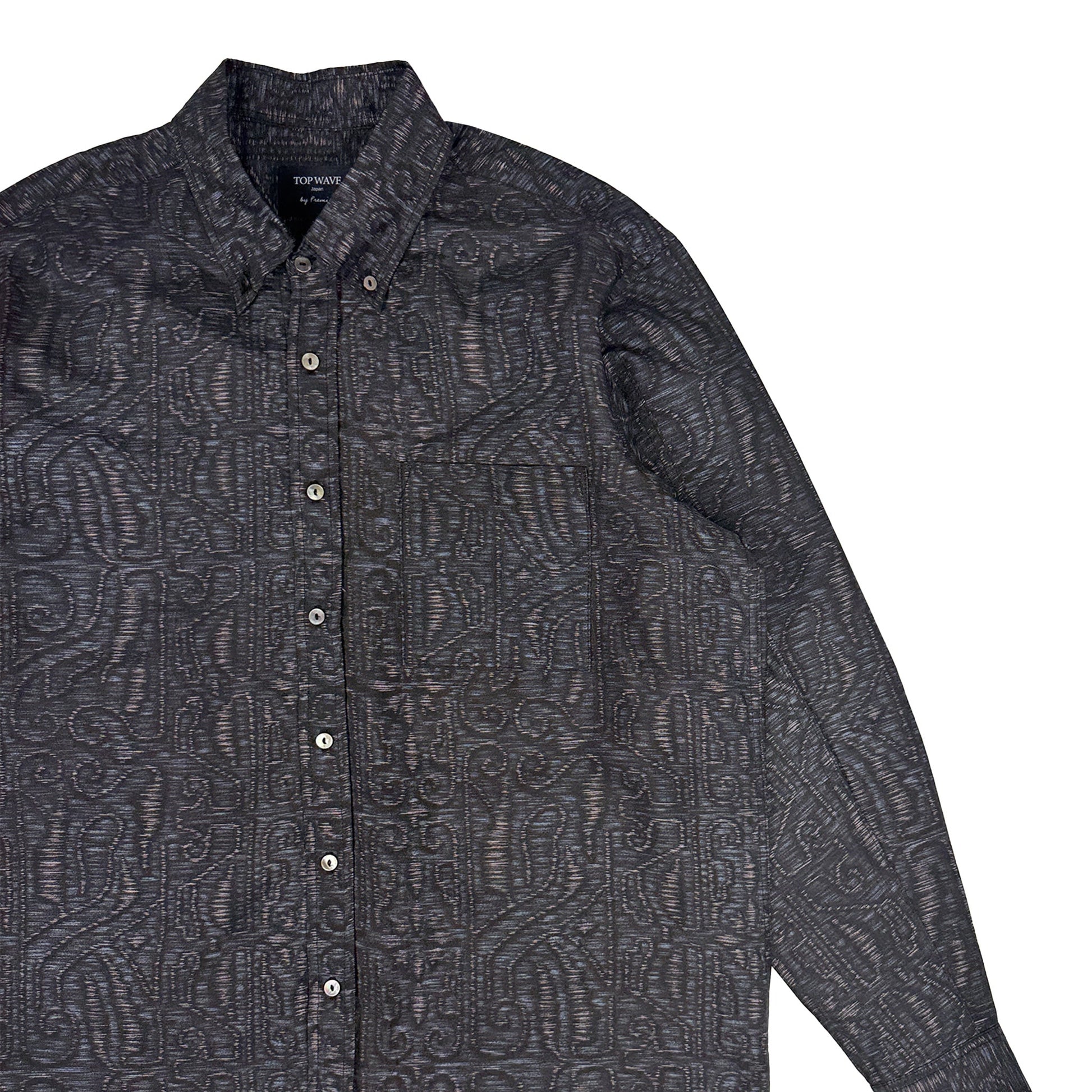 着物長袖シャツ メンズ M LSVN-M115-4