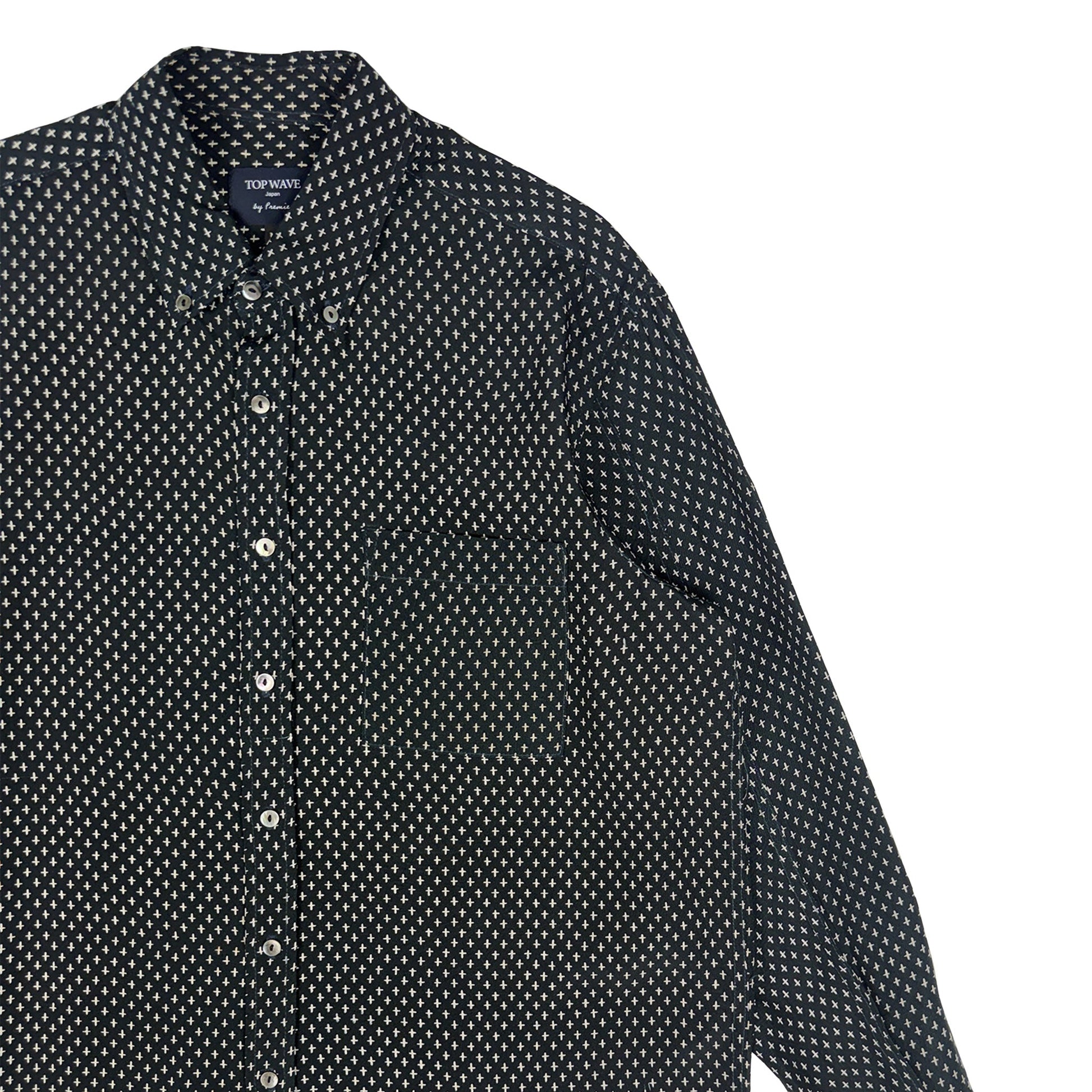 着物長袖シャツ メンズ M LSVN-M117-4