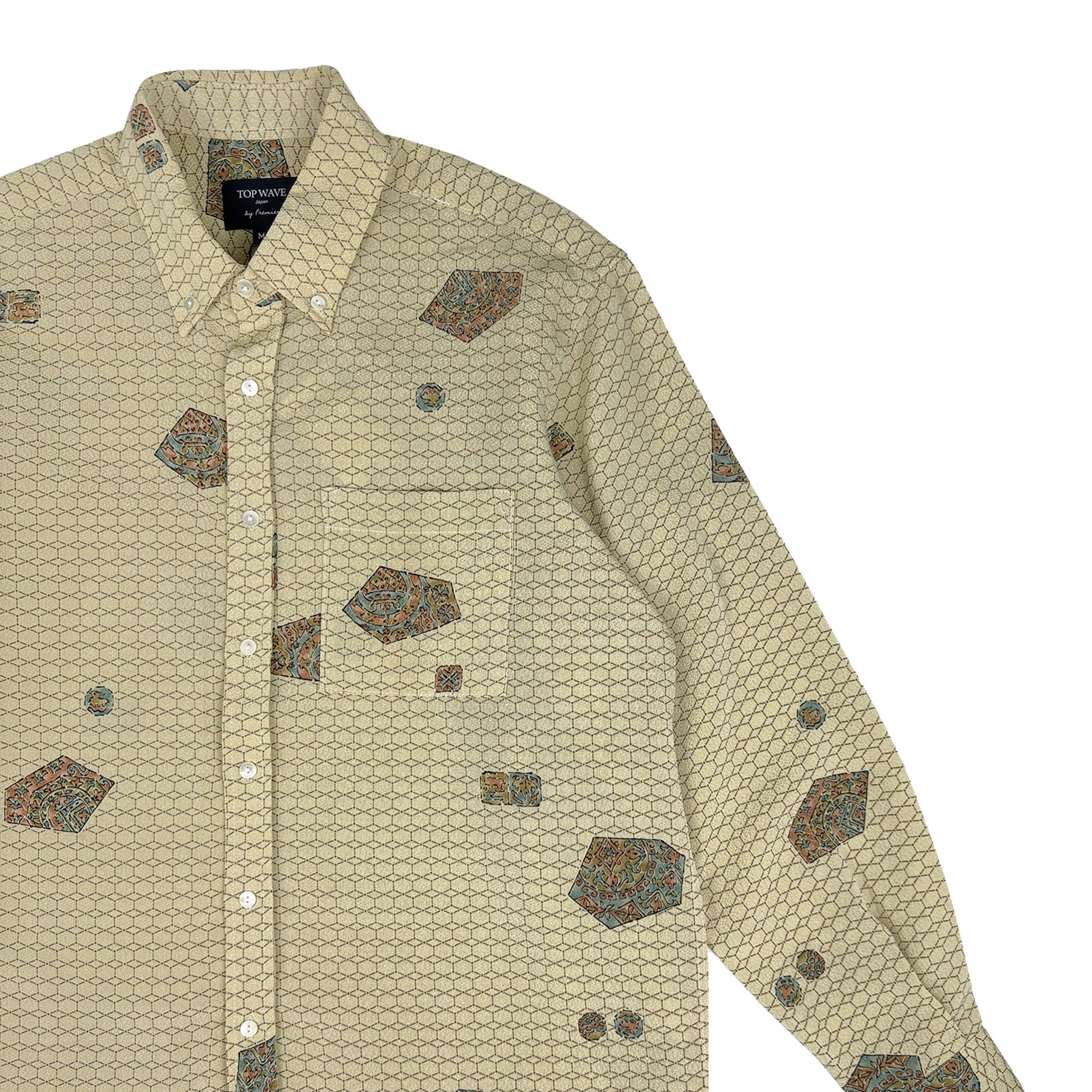 着物長袖シャツ メンズ M LSVN-M14-4