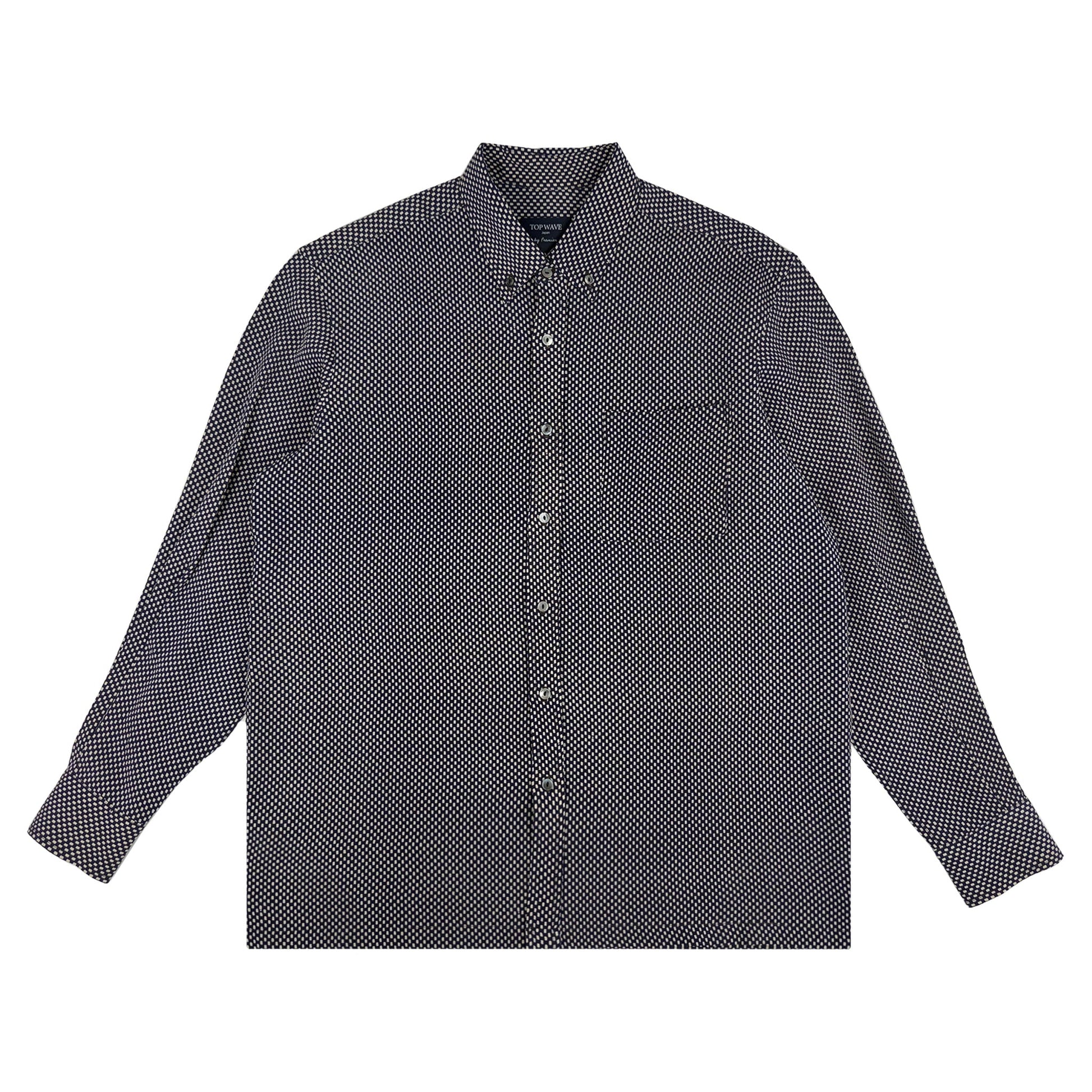 着物長袖シャツ メンズ M LSVN-M15-1