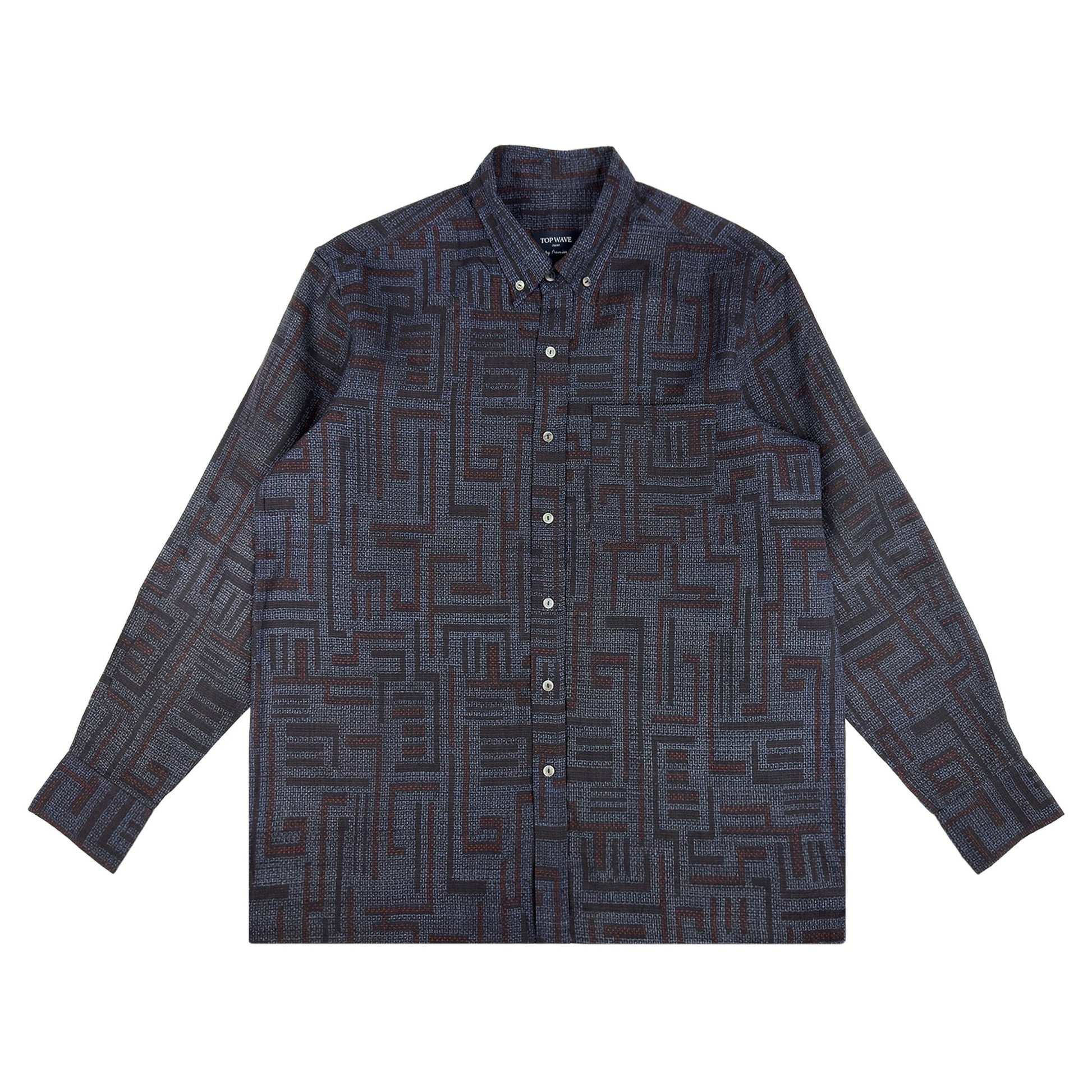 着物長袖シャツ メンズ M LSVN-M48-1