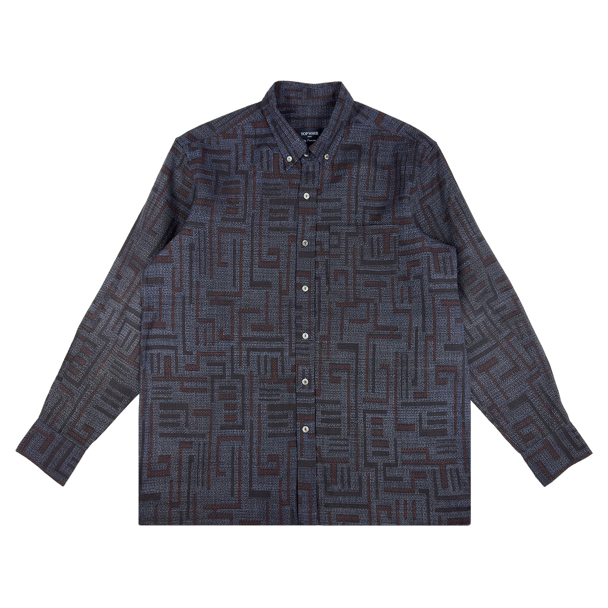 着物長袖シャツ メンズ M LSVN-M48