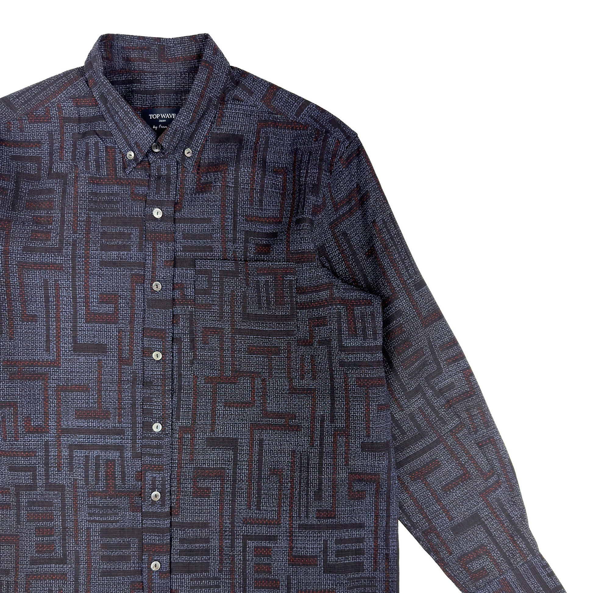 着物長袖シャツ メンズ M LSVN-M48-4