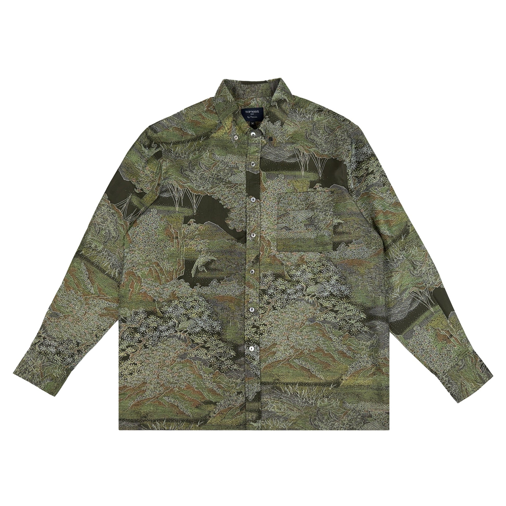 着物長袖シャツ メンズ M LSVN-M51-1