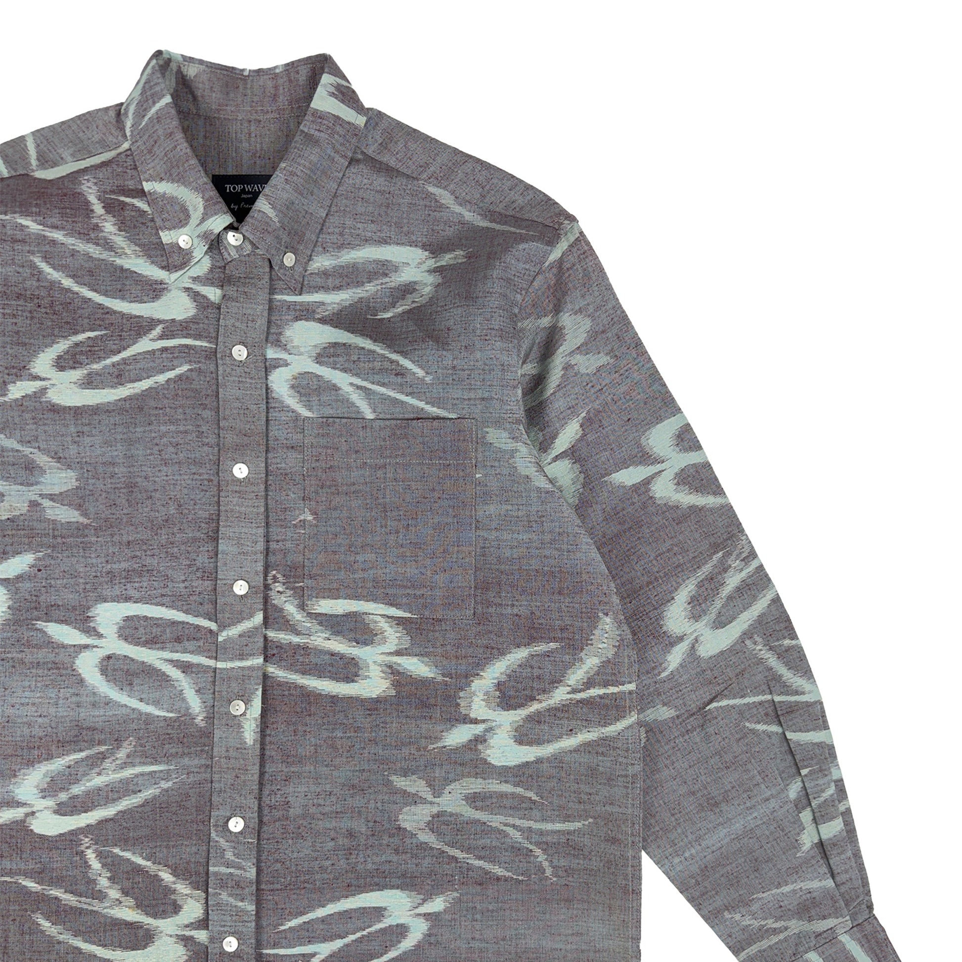 着物長袖シャツ メンズ M LSVN-M57-4