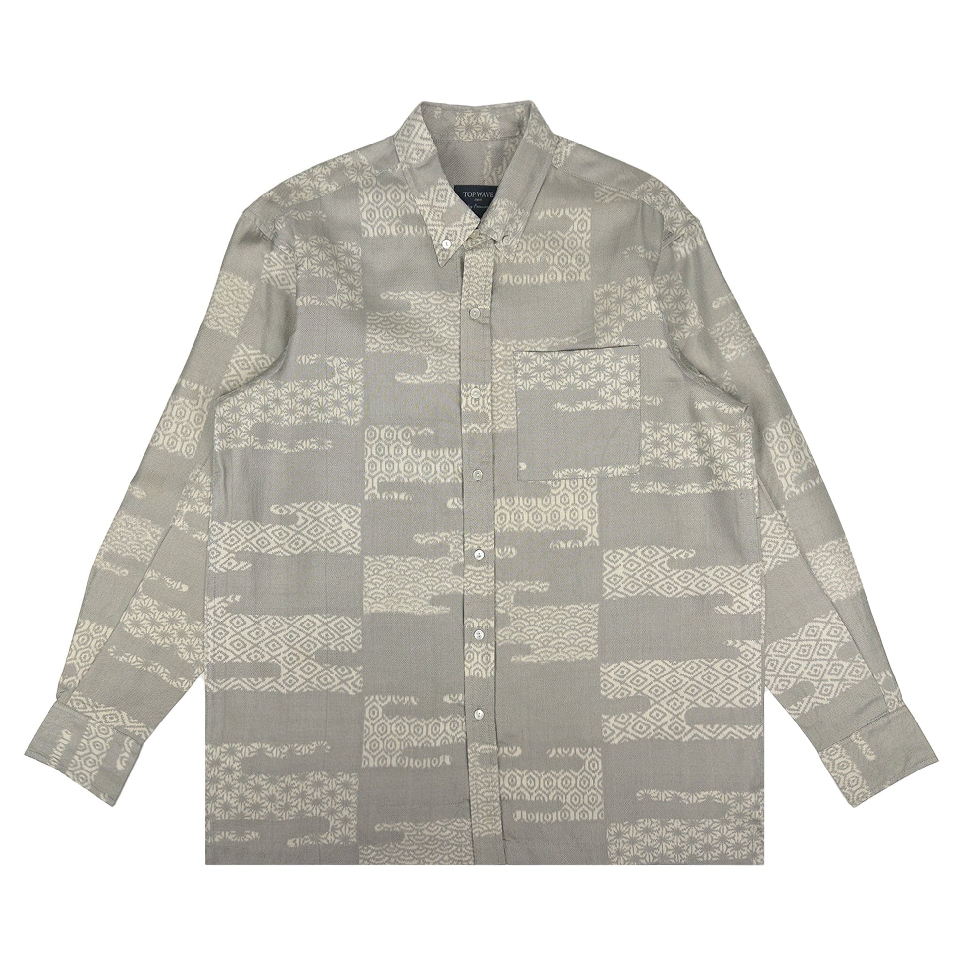 着物長袖シャツ メンズ M LSVN-M86-1