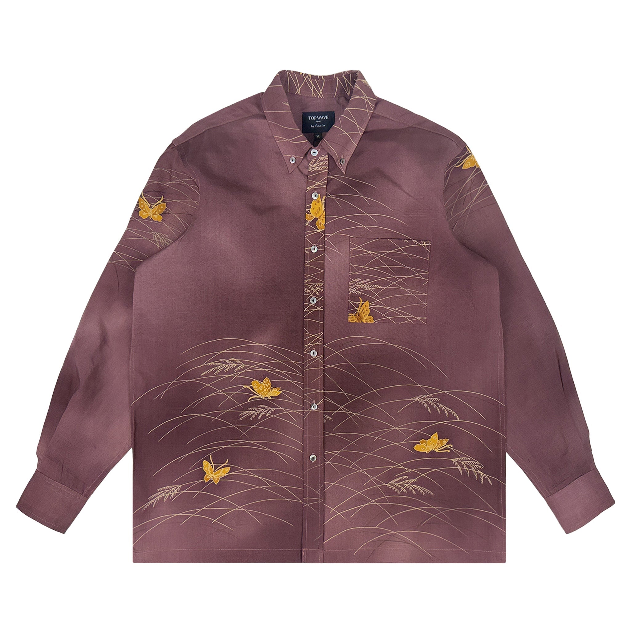 着物長袖シャツ メンズ M LSVN-M93