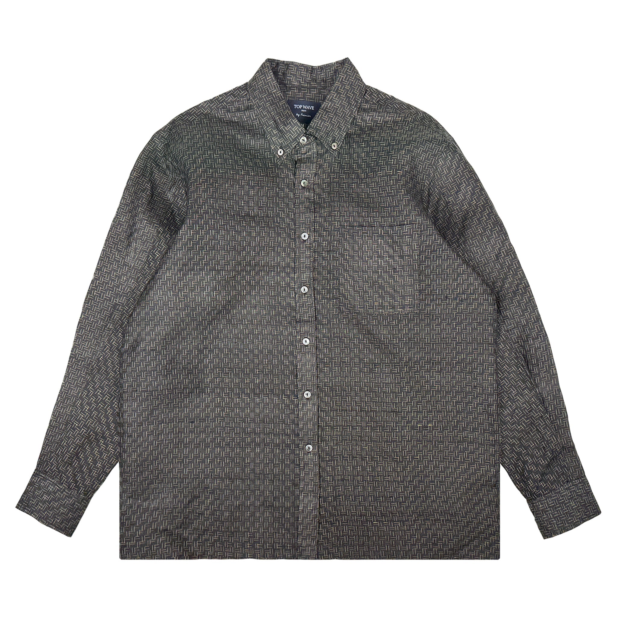 着物長袖シャツ メンズ M LSVN-M95